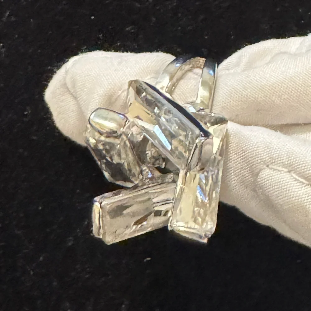 Silver 4 Clear Baguette CZ Ring Elegant Silver Crystal Ring